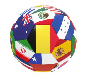 Futballlabda–VB-zászló, fényes PU edzés, 5-ös méret