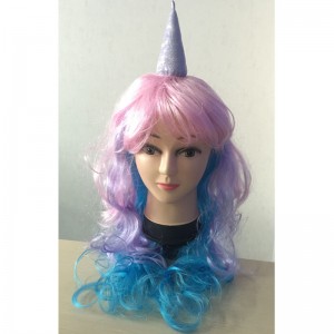 Цветна фея Косплей костюм с къдрава коса Карнавални карнавални сладки перуки за момичета