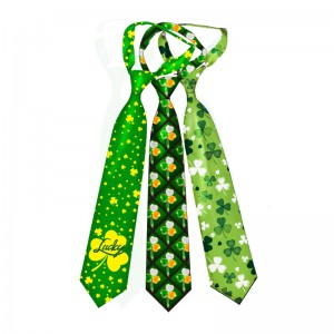 Irish festival costume supplies custom green necktie one size st.patrick day party shamrock clover neck tie