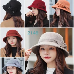 Korejska različica novega volnenega volnenega klobuka čiste barve za jesenske in zimske ženske, vsestranske japonske priložnostne dome light fisherm