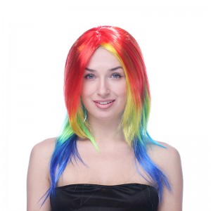 Halloween Mardi Gras Carnival long short curly hair and colorful hair for party