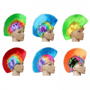 හොඳ මිල නව OEM වර්ණ අභිරුචි වර්ණ ලාභ මිල හොඳ තත්ත්වයේ කෘතිම ජාතික curly ධජය afro custom soccer fans wig