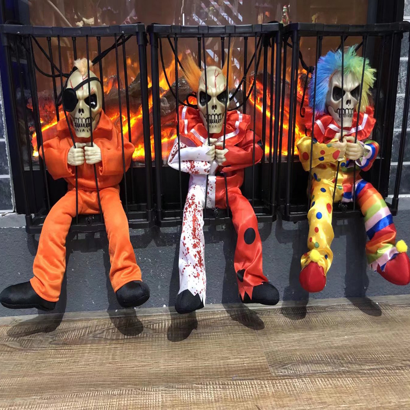 Haunted House Escape Halloween Decoration Props Hanging Ghost Moving Ghost hallowee toy to in Cage Electric Scary Toys Featured Image