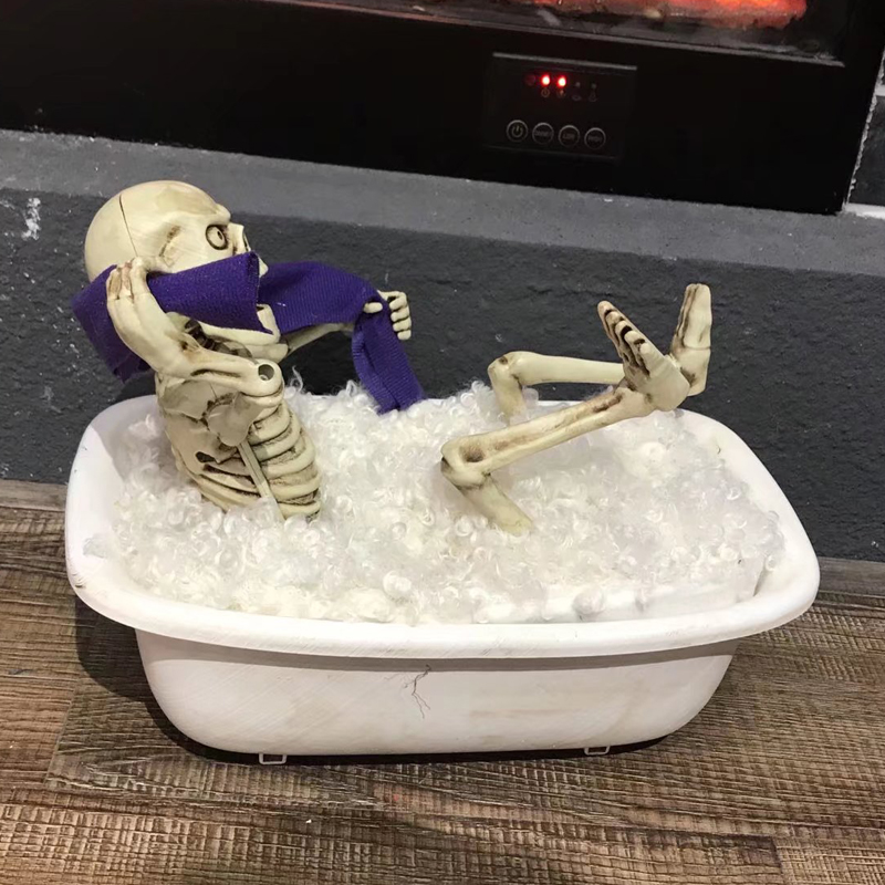 Halloween Skeleton Decorations in the Bath crock Featured Image