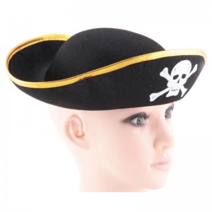 Cheap Promotional Black Gold Halloween party adult kids captain Pirate Hat