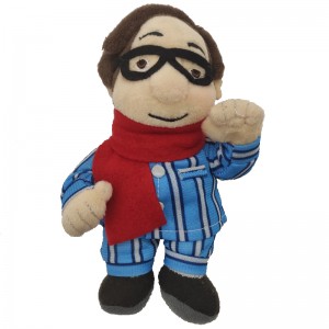Custom doll plush gift away with felt scarf and glasses soft stuffed wholesale toy
