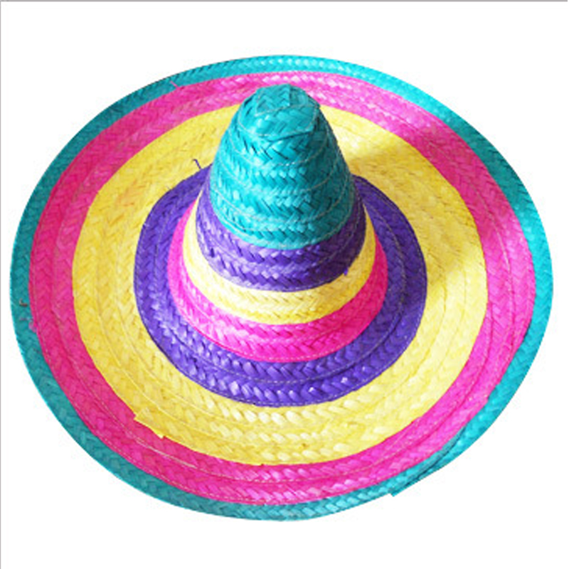 Handmade Rainbow Sun Visor Flat Caps Sombrero Mexican Straw Hat For Unisex Featured Image