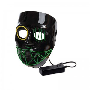 The Purge Terror White LED Glowing Mask Halloween Light Up Costume Cosplay Props Party 4 Lighting Modes Scary EL Wire Mask