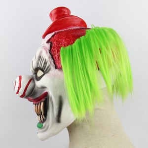 Înfricoșător înfricoșător Halloween Joker Ucigaș Mască de clovn Zâmbet Perucă de păr roșu Latex Flacără Costum de petrecere de carnaval Mască de clovn Joker de groază