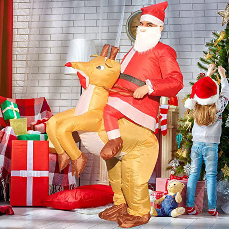 Fast Delivery Christmas Inflatable Santa Claus Costume Walking Reindeer Cosplay Reindeer Suit For Adult