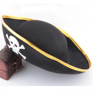 Cheap Promotional Black Gold Halloween party adult kids captain Pirate Hat