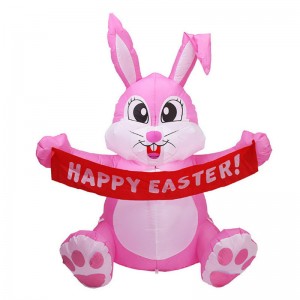 2023 New Product Funny Air Inflatable Bunny Easter Decoration 1.5m With LED Lights