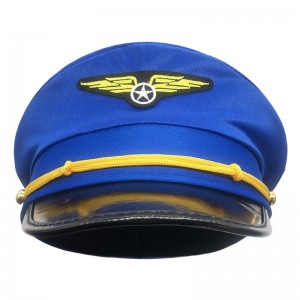 Visokokakovostni veleprodajni vojaški klobuki letalskih častnikov, modra prazna vojaška kapa