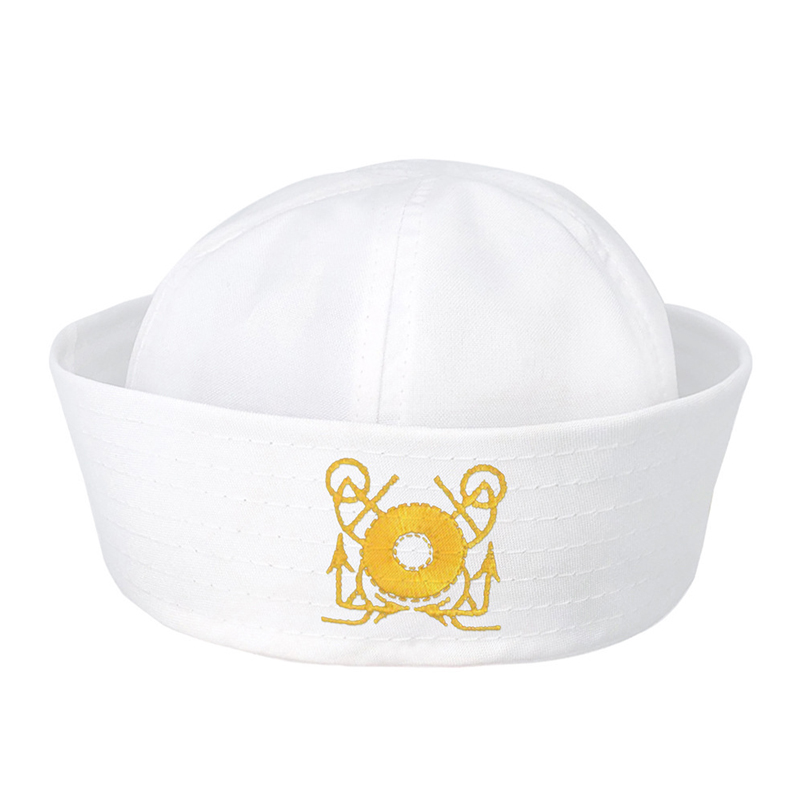 cheap fashion hot sale white stripe custom sailor captain hat for party Featured Image