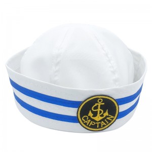 cheap fashion hot sale white stripe custom sailor captain hat for party
