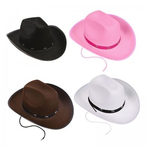 Cappelli da cowboy in nastri di seta rosa à l'ingrosu Cappelli da cowgirl da festa di festa Cappelli da cowgirl in stile occidentale neri