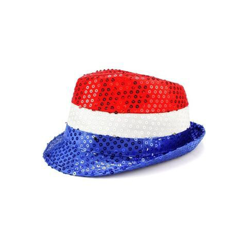 Novelty 4th Of July USA American Flag Colors Red White Blue Patriotic Party Fedora Hat