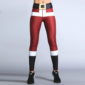 Nejlepší vánoční kalhoty na jógu Sportovní legíny s digitálním potiskem Vánoční propagační levné dámské kalhoty na jógu