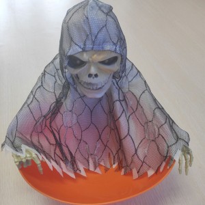 Funny Halloween Decor Halloween Plussh Toys Skull Candy Holder Bowl Electric Animated Light Up Skeleton Candy Dish