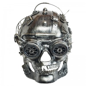 Hot sales halloween party event steampunk mask with goggles luxury full face steampunk gas masks in silver gold colors