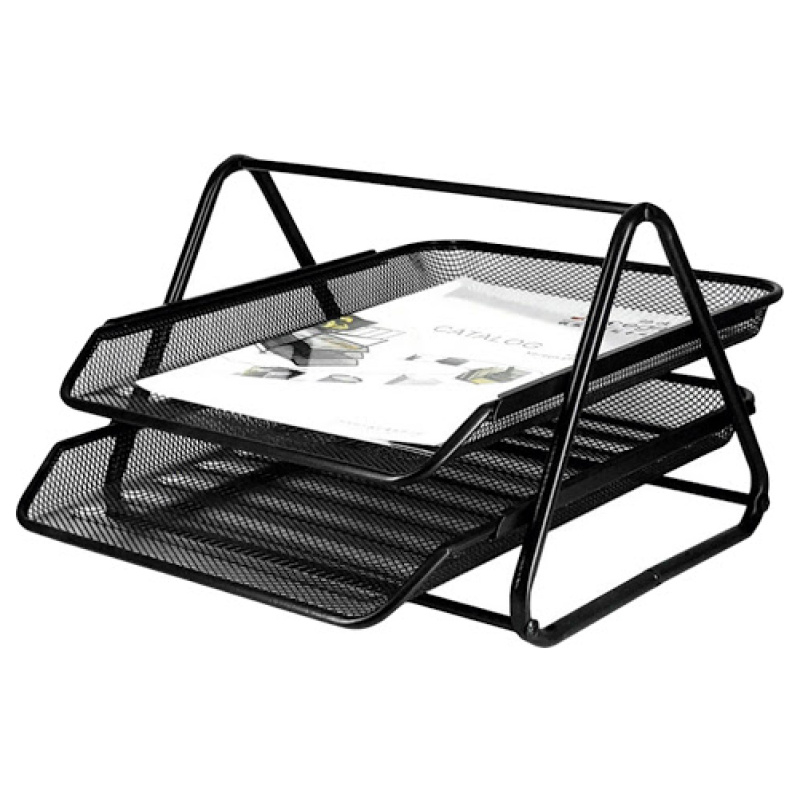 ໂລຫະ A4 ເຈ້ຍຫ້ອງການຕາຫນ່າງເອກະສານກະຕ່າເອກະສານ tray ເຈ້ຍຈົດຫມາຍ Organizer Holder-3001