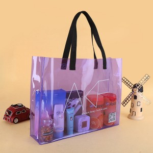 កាបូបម៉ាក Jelly នារីម៉ូតស្អាត PVC Summer Clutch Transparent Glitter Tote Bag
