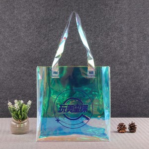 Holographic Transparent Handväskor Hologram Laser PVC Tote Shopping Bag