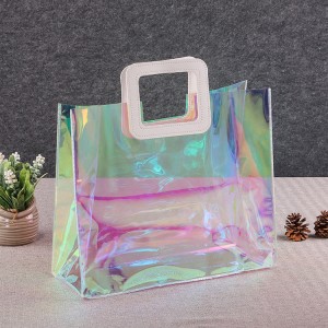 Hologrāfiskas caurspīdīgas rokassomas Hologrammas lāzera PVC iepirkumu maisiņš