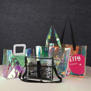 Holographic Transparent Handbags Hologram Laser PVC Tote Bags