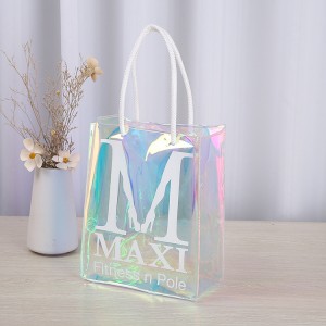 Holographic Transparan Handbags Hologram Laser PVC Tote Shopping Bag
