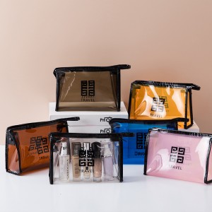 Vattentät genomskinlig PVC-badväska kosmetisk väska Dam sminkfodral Resedragkedja Makeup Beauty Wash Organizer Toalettförvaringspaket