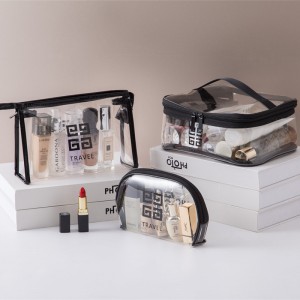Germbûna avê ya zelal a PVC Serşokê Çenteyê Kozmetîk Jinê Make Up Case Travel Zipper Makeup Beauty Wash Organizer Toiletry Storage Kit