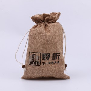 Customized Hemp Gift Hessian Natural Jute Drawstring Packaging Bag