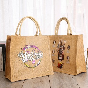 Customized Logo Yakadhindwa Reusable Grocery Gift Packaging Shopping Tote Jute Handle Bag