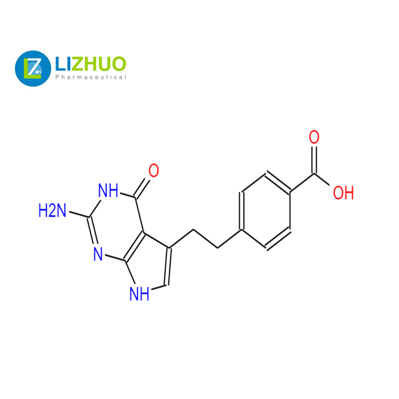 4-[2-(2-amino-4,7-dihüdro-4-okso-1 H-pürimool[2,3-d]pürimodiin-5-üül)etüül]bensoehape CASi nr.137281-39-1