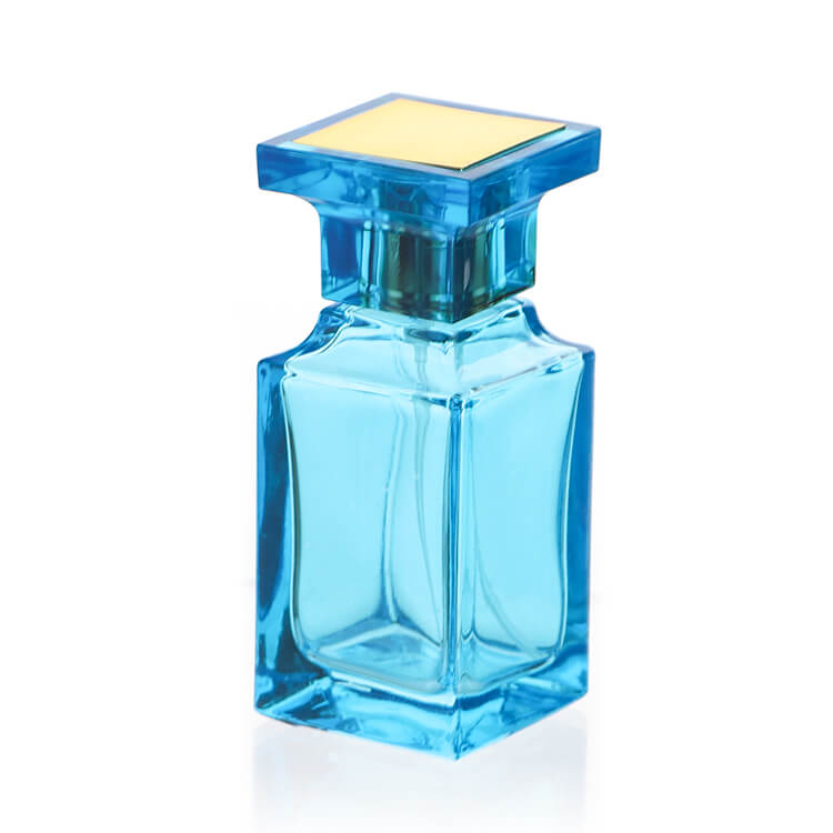 Sklenená fľaša na parfumy s rozprašovačom 55 ml Square Black Red Blue Mist