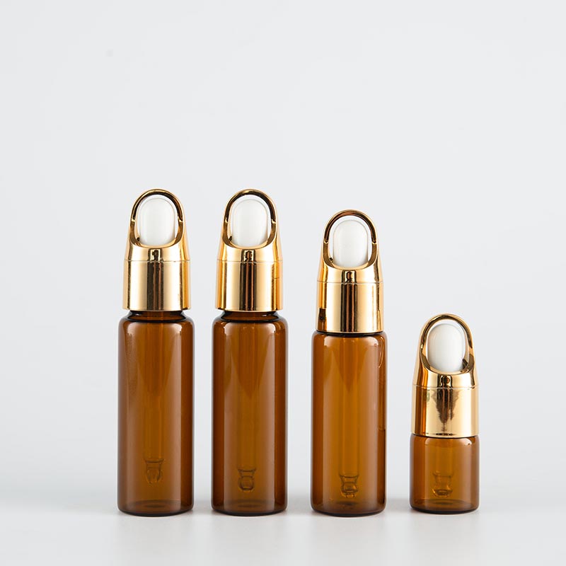 5ml 10ml Small Amber Liquid Skincare Glass Fials cù contagocce