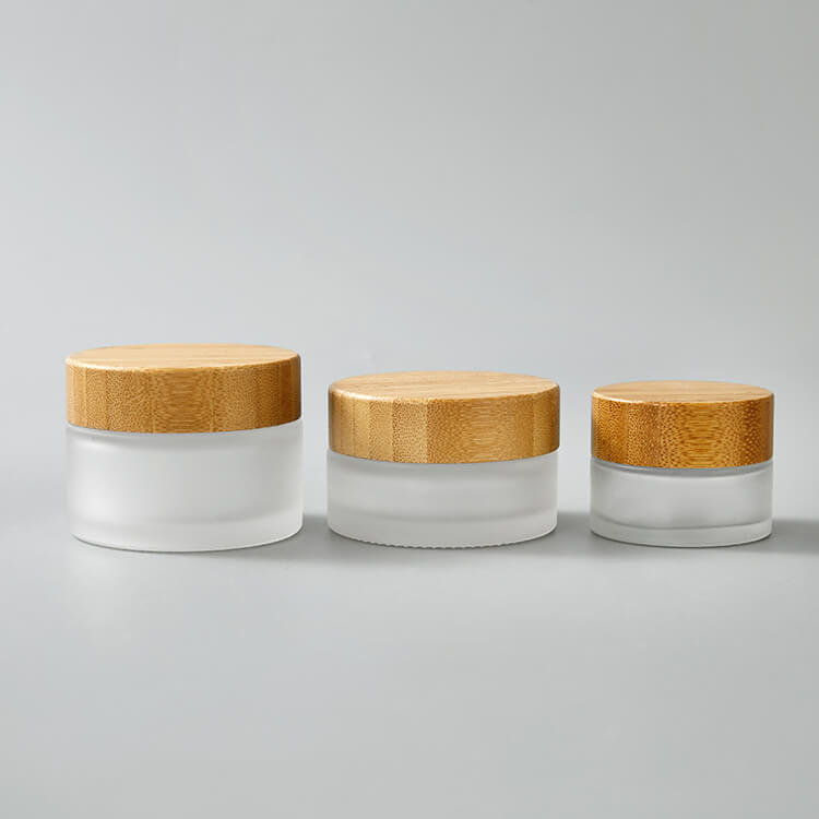 Frosted 5g 10g 15g Bamboo Lid Cosmetic Cream Jars