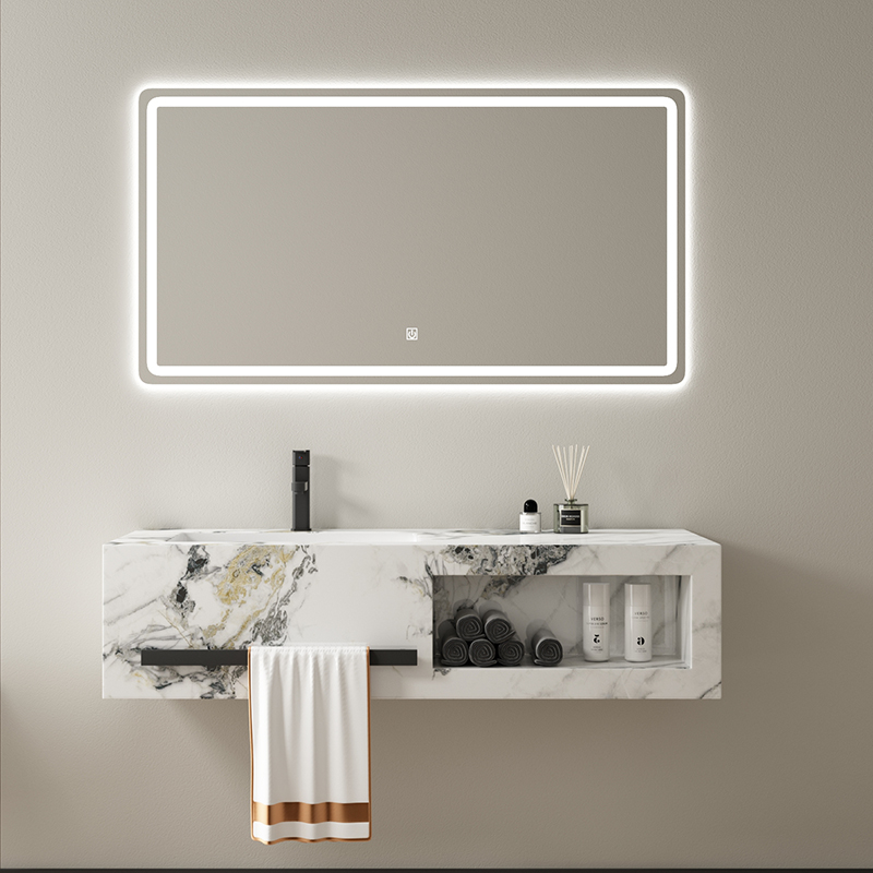 LED 거울을 갖춘 새로운 디자인의 락 슬레이트 욕실 화장대 캐비닛
