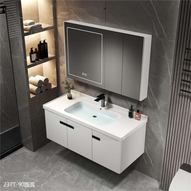 Ang taas nga grado sa banyo vanity set banyo storage cabinet nga adunay LED bathroom mirror stainless steel bathroom cabinet