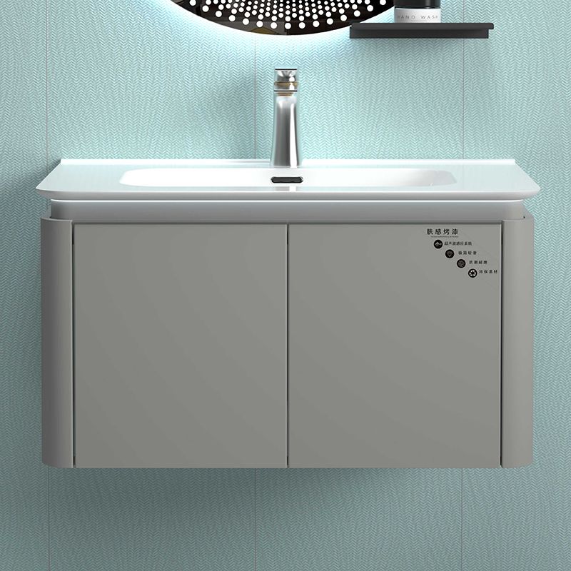 Novi dizajn moderne kupaonske ormariće od sive šperploče s LED ogledalom i keramičkim umivaonikom i policom