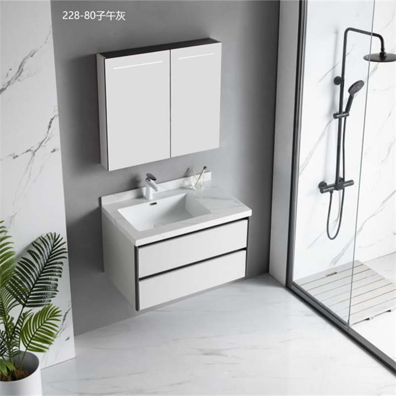 Shouya Nytt badrumsskåp i rostfritt stål badrumsskåp med spegel och handfat hotell badrumsförvaringsskåp