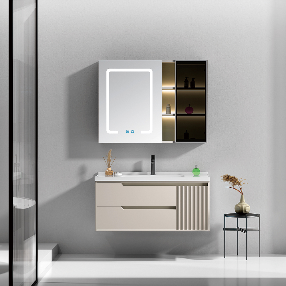 SHOUYA jeftina cijena pvc kupaonica plutajuća taština sa LED ogledalom ormar za umivaonik kupaonski toaletni namještaj
