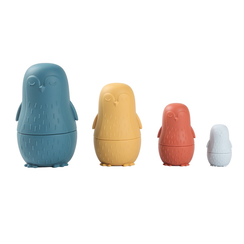 Xoguetes para bebés Mordedor sen Bpa personalizado Montessori Rusia Muñeca de silicona Nesting Imaxe destacada