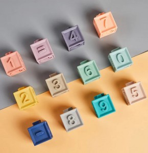 아이 스태킹 장난감 퍼즐 교육 아기 하드 실리콘 빌딩 블록