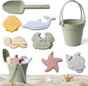 סט תבניות דלי למכירה חמה לילדים חוף סיליקון צעצועי חול