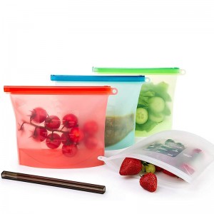 Lekkekindel lame kokkupandav klassi korduvkasutatavad läbipaistvad kotid Silikoonist toidu säilituskott