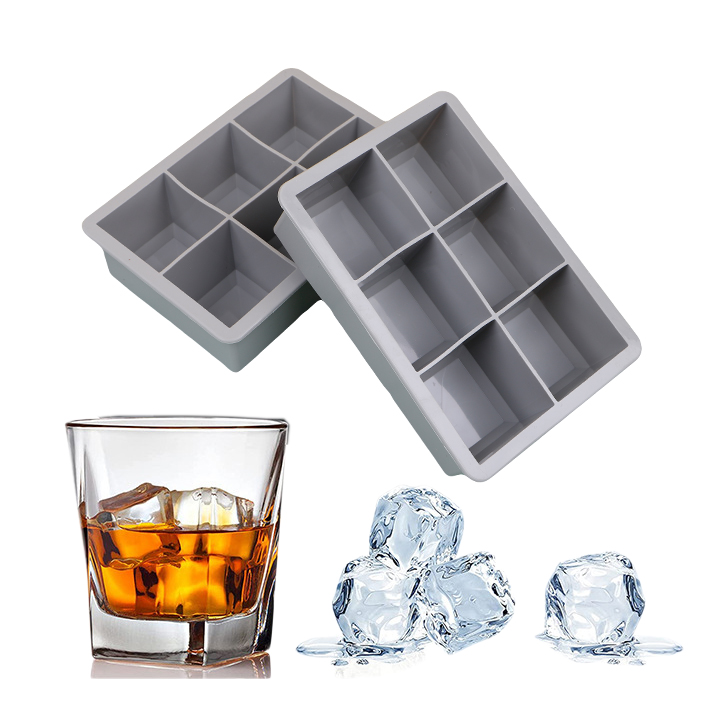 Large 6 Cavity Silicone Tray Foar Whisky Ice Cube Mold