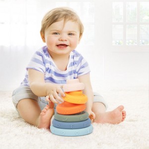 „Montessori“ jutimo klasės žaislas puikių motorinių įgūdžių lavinimo dovana mažiems vaikams kūdikiams, silikono kamino bokštas