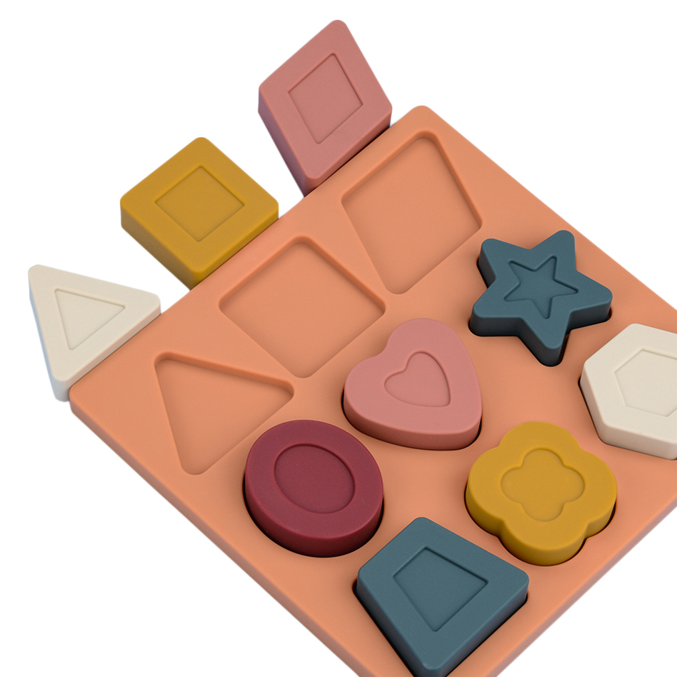 Puzzle Silikon Keluaran Baru Mainan Susun Geometris Bentuk Mainan Silikon Ramah Lingkungan Bebas BPA